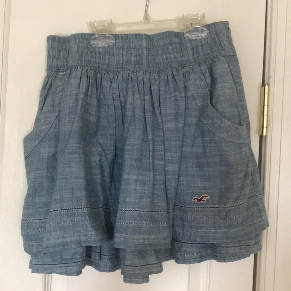 Two tier light blue mini skirt